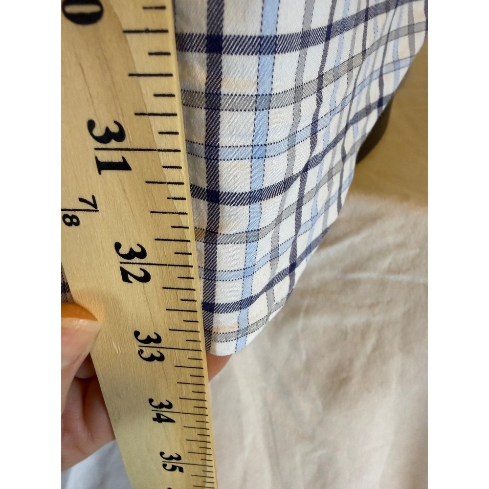 Peter Millar Button Down Shirt Mens Medium Blue Check EZGO Long Sleeve - Picture 7 of 8